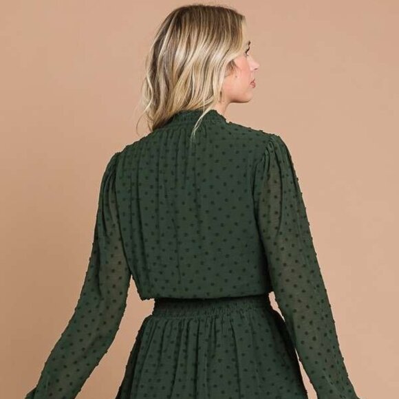 Culture Code Swiss Dot Smock Neck Mini Dress with Pockets - Picture 6 of 8